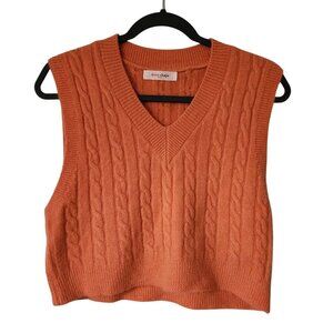 Ihrer Shape Sweater Vest Womens Size Small Orange Cable Knit Cropped